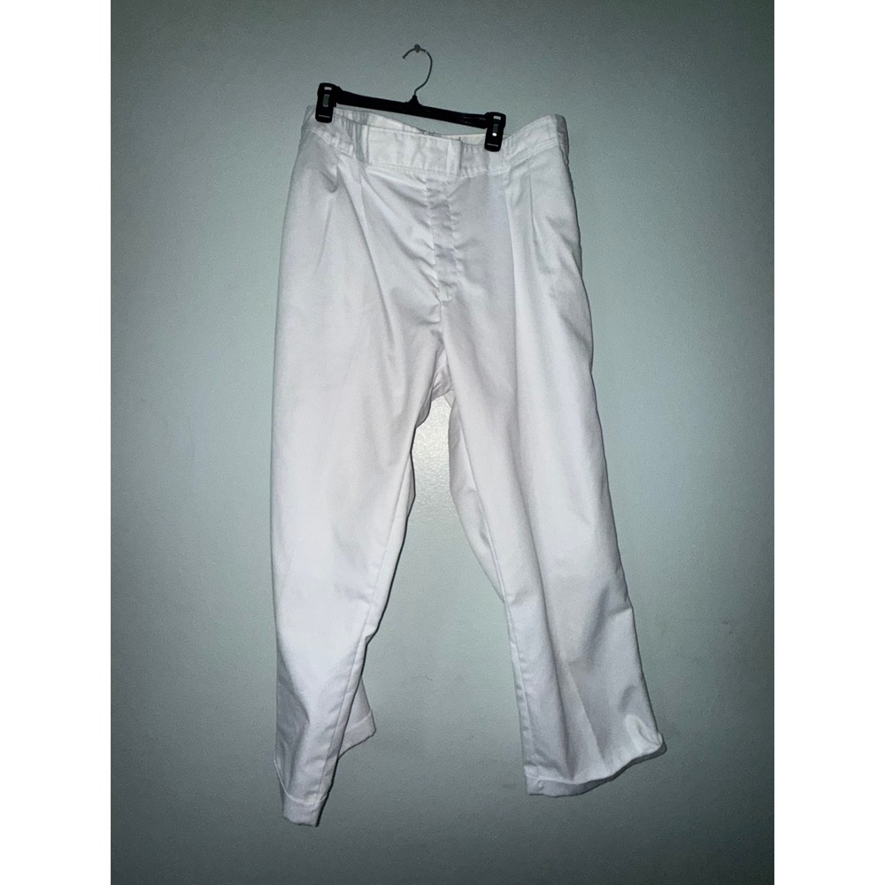 Cintas White Uniform Work Utility Pants Pleated Front 42 Regular, No Stains